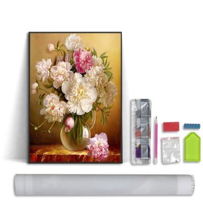 China New Classic/Postmodern Flower Picture DIY Full Diamond Painting Red Flowers 5d Kits Decor Wall Art For Adults for sale