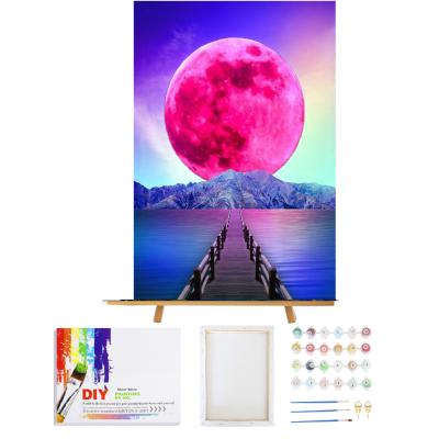 China Personalized Customization DIY Canvas Painting Paint By Number Kits Adults Moon Bridge Customized Paint By Numbers For Kids Beginner for sale