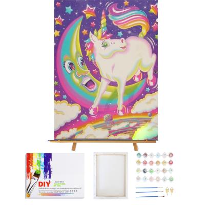 China Customization DIY Canvas Painting Custom Paints Paint By Number Kits Adults Seen Moon Unicorn Customized Paint By Numbers For Kids Beginner for sale