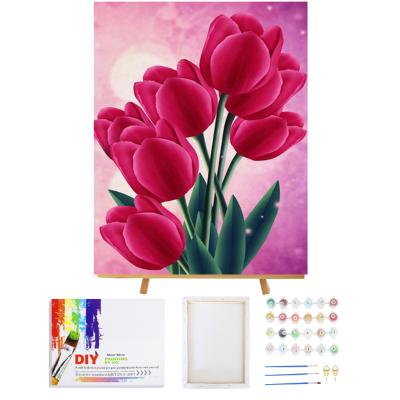 China Personalized Customization DIY Canvas Painting Paintings Paint By Number Kits Adults Tulip Flower Customized Paint By Numbers For Kids Beginner for sale