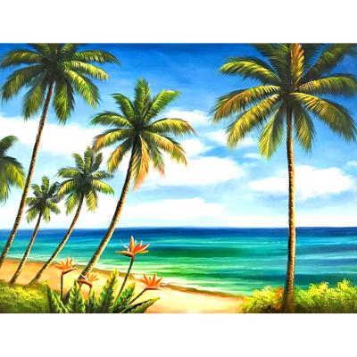 China American Style 5D Diamond Painting Kit Beach Scenery, Full Diamond Sea View DIY Diamond Art Decorated by Digital Kit Wall Craft for sale