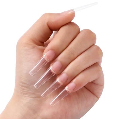 China BTArtbox 500pcs/Box Artificial Plastic French Nails French Style Long Clear Coffin Nails Coffin Nail Tips 2022 Long Nail Tips for sale