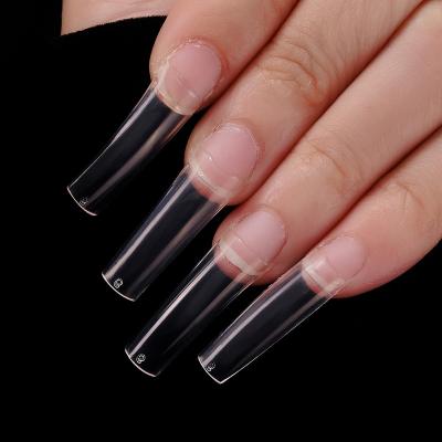 China 2022 Design New Arrival Customized Clear 500pcs/Box ABS Half Cover Finger Nails Coffin Shaped False Nail Tips For Women for sale