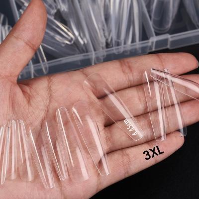 China Easy Apply BTArtbox Custom Logo ABS Clear 300pcs/box 2xl No C Curve Full Cover False Square Nails 3xl Long Coffin Nail Tips for sale