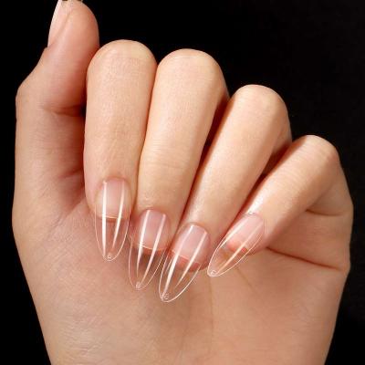 China Btartbox 500pcs PMMA Almond Nail Tips Extension Acrylic Non C Curve French Clear Medium Nail Tip False Artificial Nails for sale