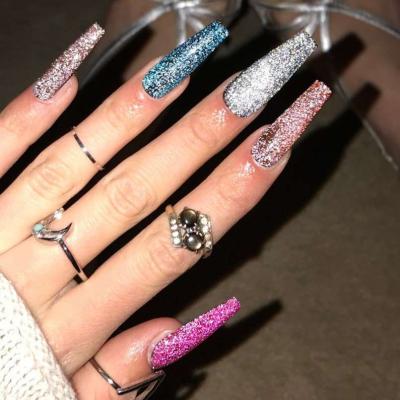 China High Quality Glitter Design 24pcs Gradient Artificial Finger Nails Full Cover False Nail Tips Bling Press On Nails for sale