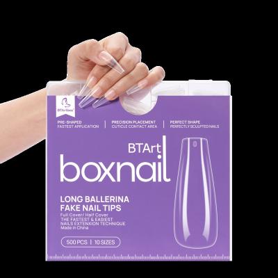 China BTArtbox Wholesale Design Xxxl Nails Clear 500pcs/BOX Ballerina Long Fake Nails Finger Nails Full Cover False Nail Tips for sale