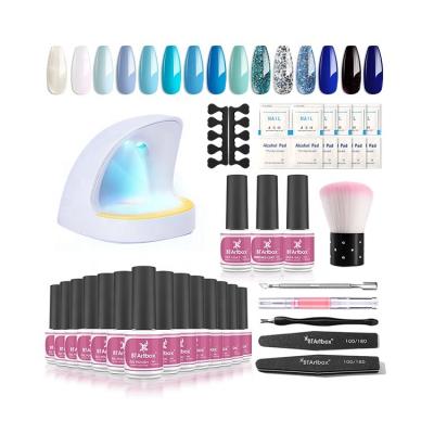 China BTArtbox 15 Colors Base Coat Top Coat, Snowfield Collection Shimmer Glitter Blue Rhinestone Home DIY Art Gel Nail Polish With L LBS-DBL-H01 for sale