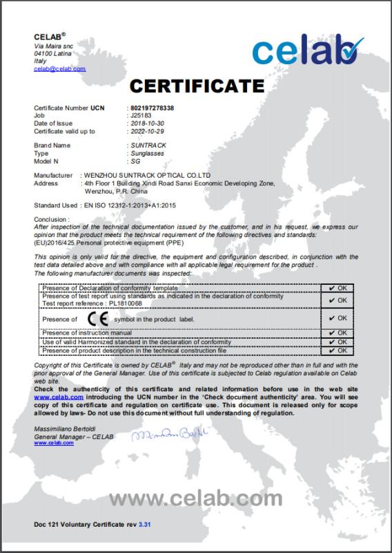 CE - Wenzhou Suntrack Optical Co., Ltd.