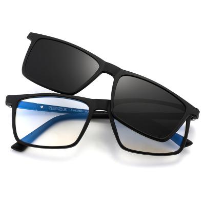 China Clip on custom classic men's polarized tr90 clip on eyeglasses for sale