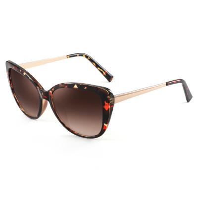 China Custom Fashion Brown Oversized Half Sun Glasses Polarized Sunglasses For Women for sale