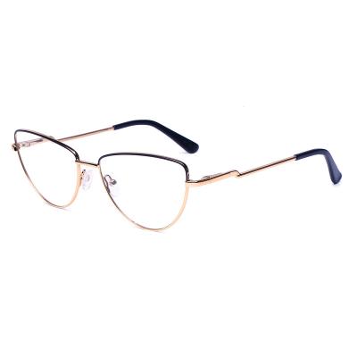 China Custom Fashion Ladies Cat Eye Metal Glasses Anti Optical Glasses Logo Blue Light for sale