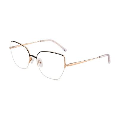 China Custom Blue Lightweight Acetate Prescription Optical Glasses Fashion Metal Half Frame Optical Frames Monocle 2022 for sale