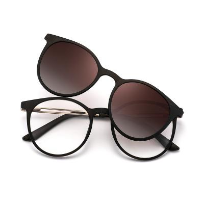 China Clip On Glass Women Fashion Around Frame Polarized Magnetic Detachable Eyewear for sale