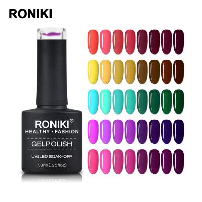 China Nail Art Beauty RONIKI 7.3ml Non-Toxic Custom Logo Private Label Custom OEM OEM Colors UV Gel Nail Polish for sale