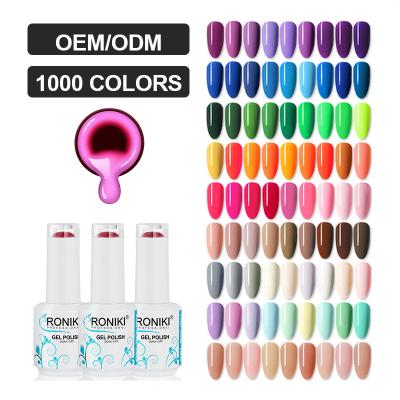 China Nail paint RONIKI OEM nail supplies soak off hema resin gel nail polish vegan free custom organic private label color UV gel polish for sale