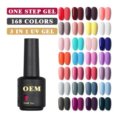 China Nail Art Beauty RONIKI Nail Art Salon Enamel UV Gel Custom Private Label Quick Dry 3 In 1 Soak Off 15ml One Step Custom Gel Polish for sale