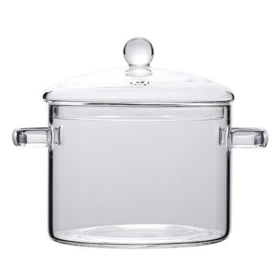 China Wholesale viable clear high borosilicate heat resistant pyrex glass cooking pot with glass handle 350ml for sale