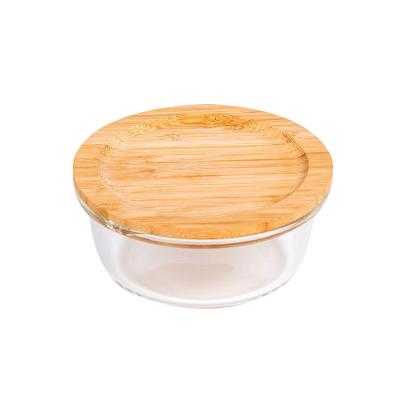 China Microwavable Eco Friendly Kitchen Bamboo Food Storage Container Lid Borosilicate Container for sale