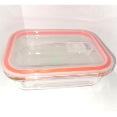 China Food/Cereal Clip Lock Microwavable Glass Storage Container With Lid BPA Free Wholesale 1040ml for sale