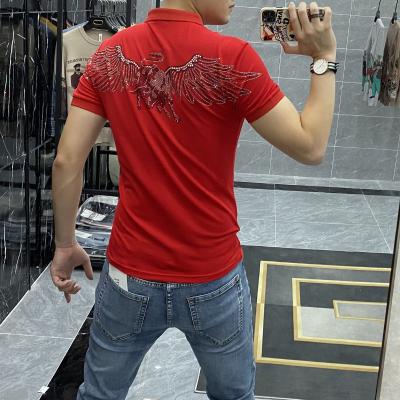 China 2022 Summer Men's Polo Shirt Drill T-shirt Hot Luxury 100% Cotton Fabric Anti-Wrinkle T-shirt Fashion Polo Shirts for sale