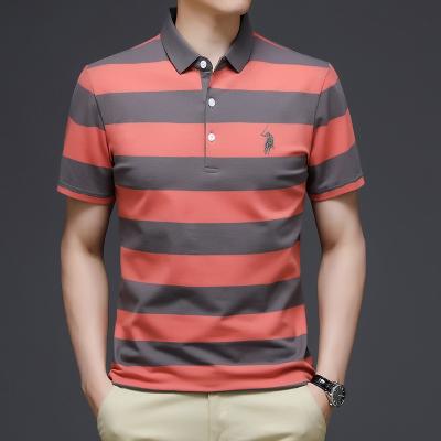 China 2021 Anti-wrinkle fashion stripes men's polo shirts high quality thick 100% cotton fabric for sale