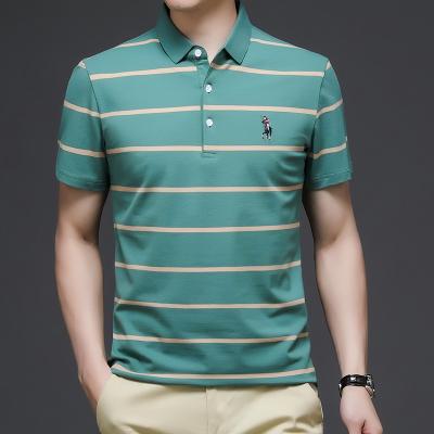 China Custom Made Anti-wrinkle Embroidery LOGO Polo Shirt Summer Fashion Stripes Men's Polo T-shirt for sale