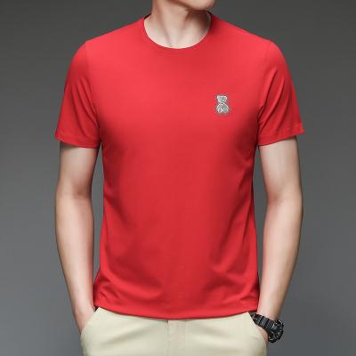 China Anti-Wrinkle Men's Shirt Gym Tees Cotton Golf Short Sleeved Elastic Slim Fit T-Shirts For Men for sale