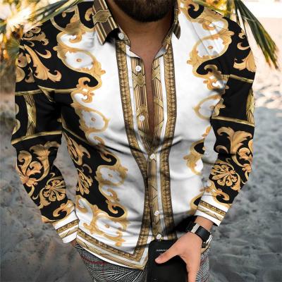 China New Fashion Men's Casual Long Sleeve 3D Print Custom Anti-pilling Shirts Long Sleeve Shirt for sale