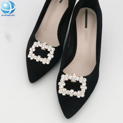 China Custom Glass Shoe Buckle Rhinestone Metal Shoe Clips On Decoration For Women Shoe Accessories for sale