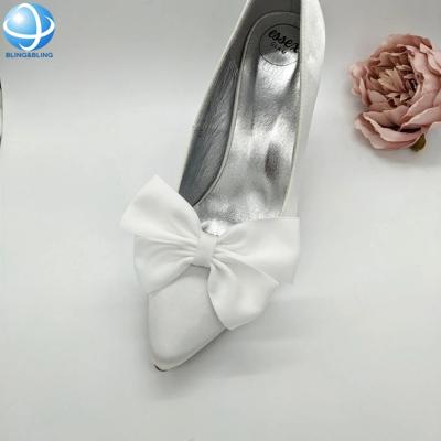 China Ivory Bridal Shoe Bow Tie Designer Shoe Bow Tie Grosgrain Satin Ribbon Bridal Shoe Buckle For Wedding Shoe Decoration for sale