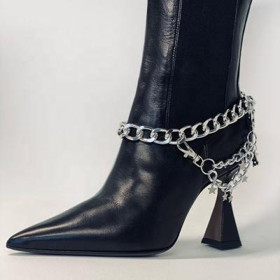 China Wholesale Silver Metal Shoe Chain Anklet Shoe Chain Accessories For Boots Ornaments for sale