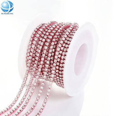 China Colored Bottom Crystal Rhinestone Chain Trim Rhinestone Cup Chain Fashion Cup Chain ss8 ss12 1Row For Arts Sewing Crafts for sale