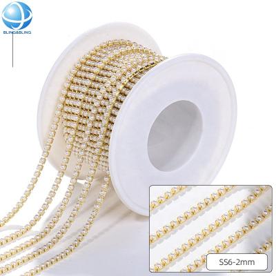 China Crystal Rhinestone Chain Trim Gold Cup Chain Trimming Jewelry Metal Rhinestone Chain For Garment for sale