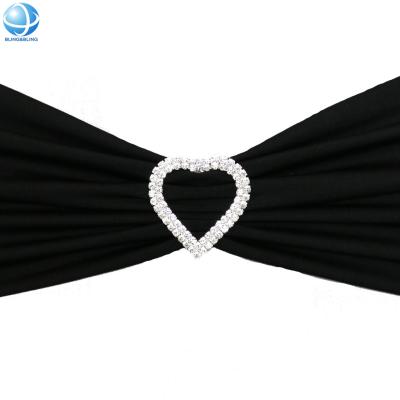 China Custom Bling Nickel Free Metal Silver Rhinestone Heart Buckle Ribbon Slider For Bikini Belt Decoration for sale