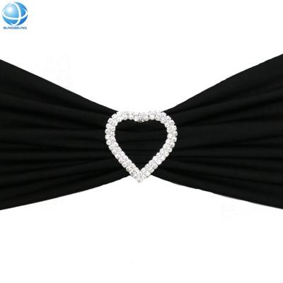 China Heart Shape Double Tiers Rhinestone Ribbon Nickel Free Custom Slider Buckles for Chair Clasp Sash Belt for sale