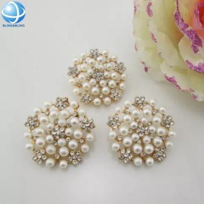 China Clear Crystal Round Flatback Button Flower Pearl Nickel Free Fancy Diy Bling Embellishment for sale