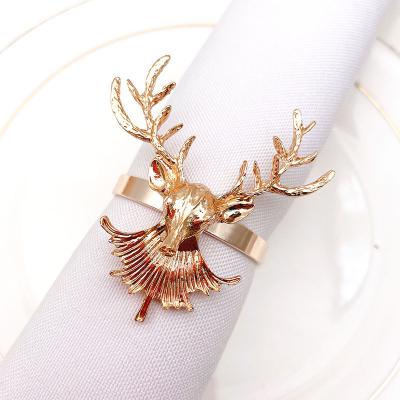 China Sustainable Christmas Deer Napkin Ring Loop Holder Fits For Christmas Party Dinner Table Decoration for sale