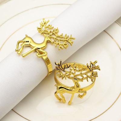 China Viable Rhinestone Reindeer Alloy Metal Napkin Rings Holder For Thanksgiving Christmas Wedding Party Dinner Table Decoration for sale