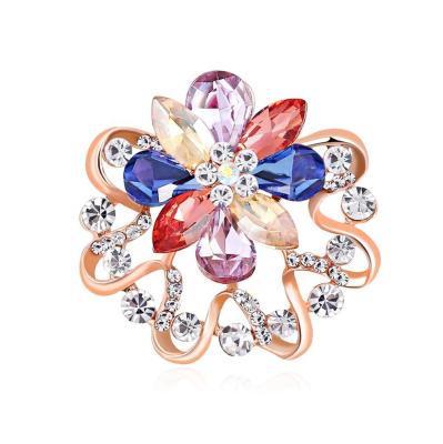 China Fashion Stylish Elegant Flowers Ally Silk Crystal Rhinestone Scarves Buckle Pin Rings Scarf Clips For Women BROOCHES Brooch Pins MEN for sale