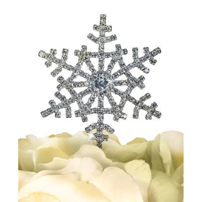 China Handmade Silver Snowflake Diamante Cake Topper for sale