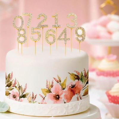 China Handmade Glitter Rhinestone Number Cake Toppers For Wedding Birthday for sale