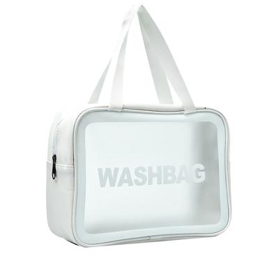 China In Stock Fashion Travel Lightweight Makeup Bag Large Capacity Waterproof PVC For Women With Logo Print for sale