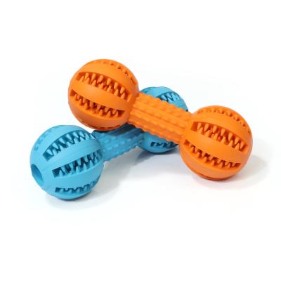 China New Designed Sustainable Service Watermelon Dumbbell Pet Supplies Rubber Molar Ball Self Play for sale