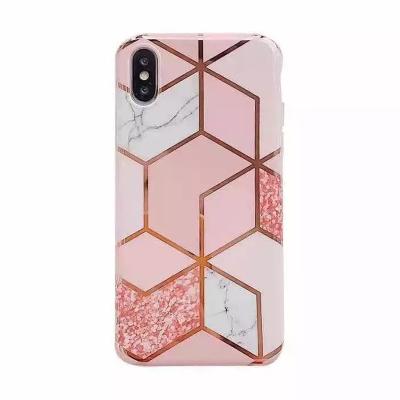 China Geometric Marble Drop-Resistant Plating Phone Case For Huawei P40 Pro P30 P20 Lite Pro Mate 30 20 Lite Glossy Soft Phone Cover for sale