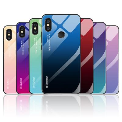 China Gradient Shockproof Tempered Glass Case For Xiaomi Redmi Note 7 6 Pro 5 6A MI 8 A2 Lite Phone Cases Cover Armor Coque Shockproof Shell for sale