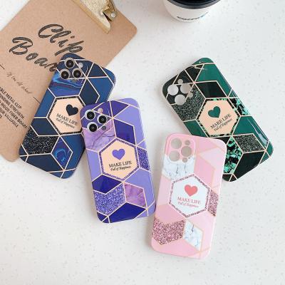 China Shockproof Geometric Marble Splice Phone Case For iPhone 11 12 Pro Mini 7 8 6 6S Max Plus XR X XS Max Se for sale