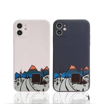 China Original Fashion Brand Mountain Stand Phone Case Shockproof Silicone Case For iPhone 11 12 pro Max Mini Funda for sale