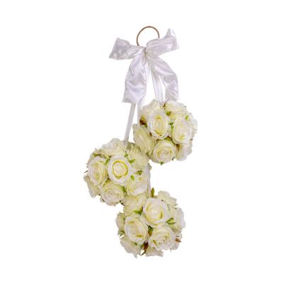 China Customizable White Silk Rose Flower Wed Bridal Bouquet High Quality Simulation Artificial Flower Wed Bouquet For Wedding Decoration for sale