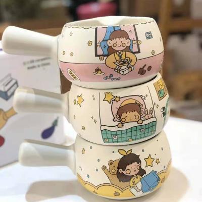 China ZC 1000ML Milk Pan Creative Cartoon Mini Stocked Ceramic Pots For Kitchen Cooking Oatmeal Soup Milk Pot Cookware for sale